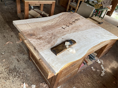 栃無垢一枚板のこたつ座卓