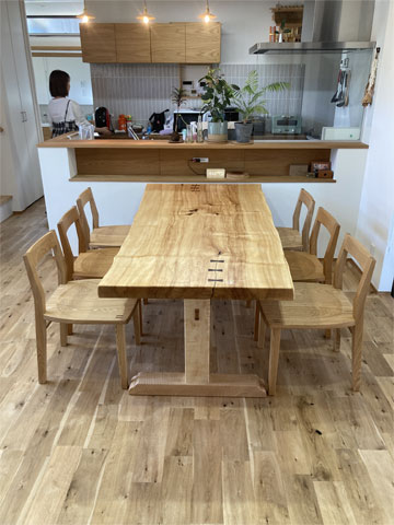 栃無垢一枚板ダイニングテーブルセット